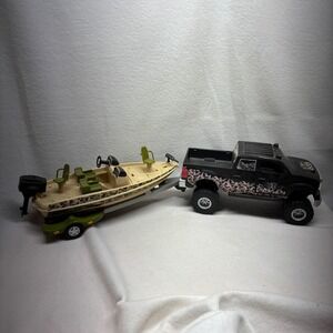 Vintage Duck Dynasty Toy Pickup Truck and Boat Trailer with Motor Camouflage Set